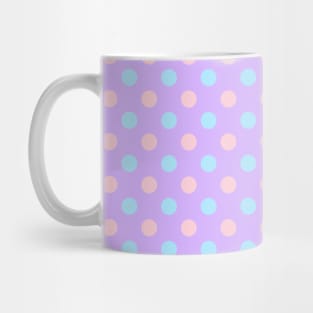 Pastel Pink and Blue Polka Dots on Purple Background Pattern Mug